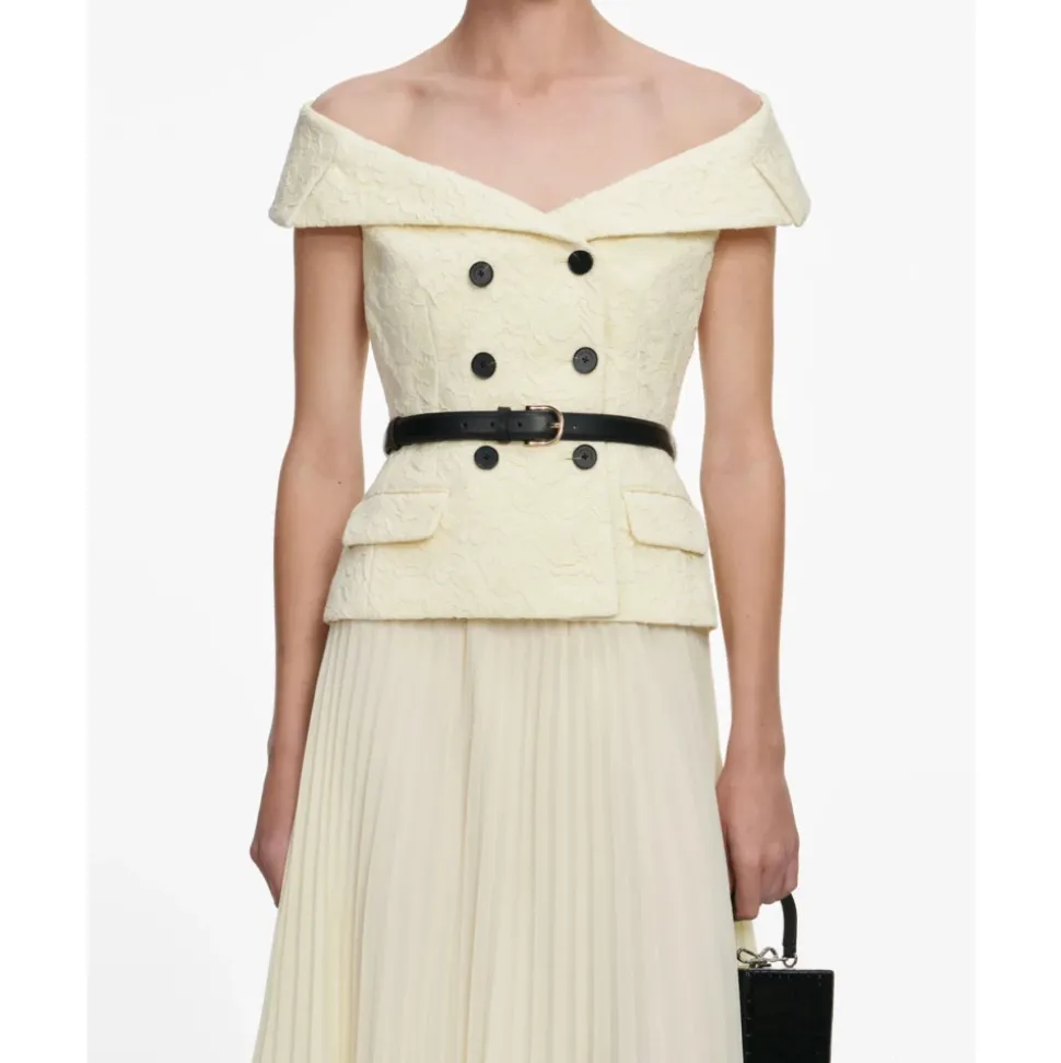 Lace-Detail Button-Front Midi Dress