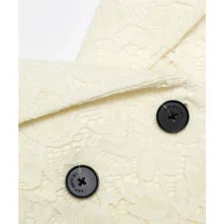Lace-Detail Button-Front Midi Dress