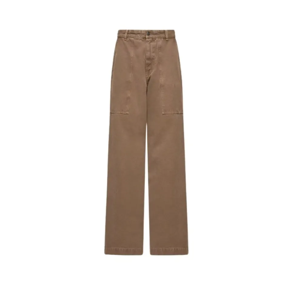Leather Logo Cotton Trousers