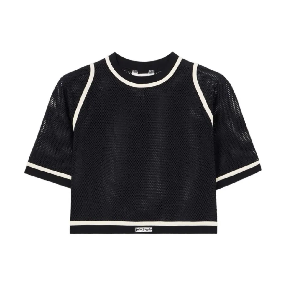 Logo Mesh Cropped Top