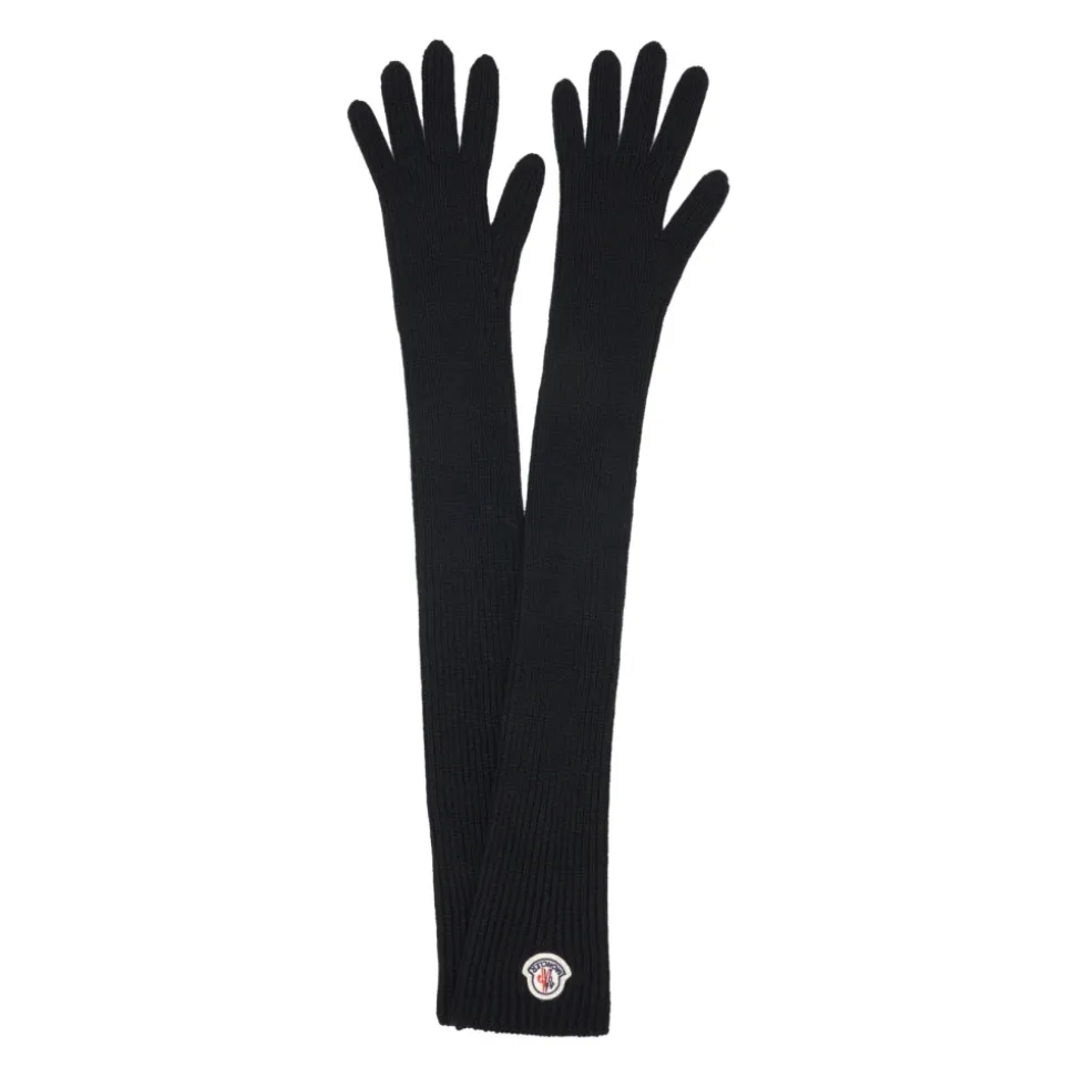 Logo Patch Virgin Wool Long Gloves