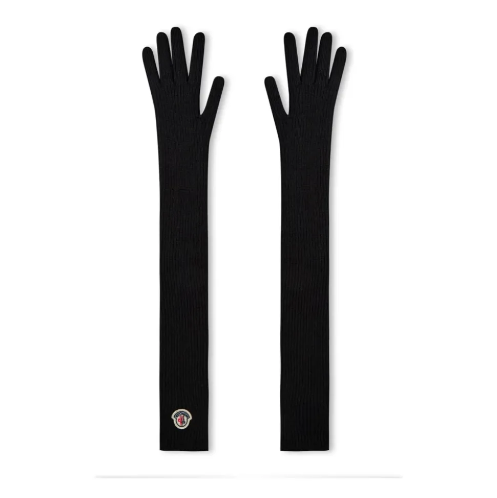 Logo Patch Virgin Wool Long Gloves