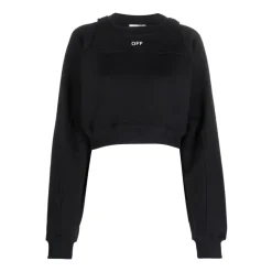 Logo-Print Cropped Cotton Sweatshirt