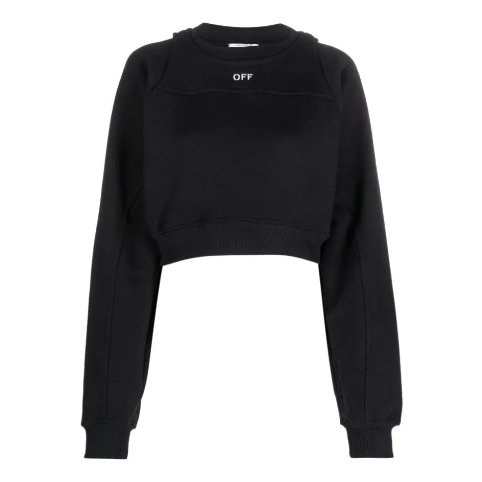 Logo-Print Cropped Cotton Sweatshirt