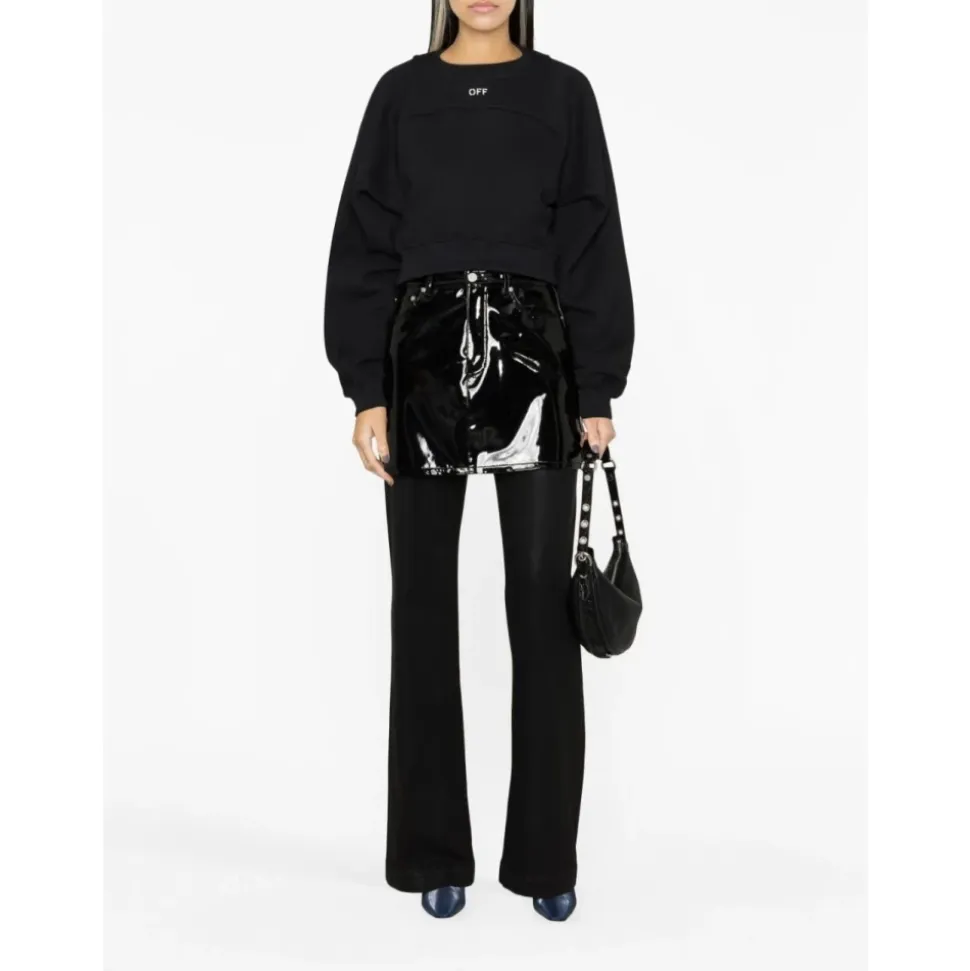 Logo-Print Cropped Cotton Sweatshirt