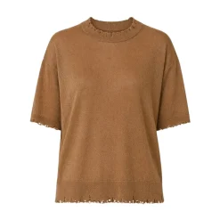 Maglia girocollo manica corta damage lurex