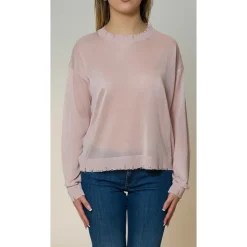 Maglia girocollo manica lunga damage lurex
