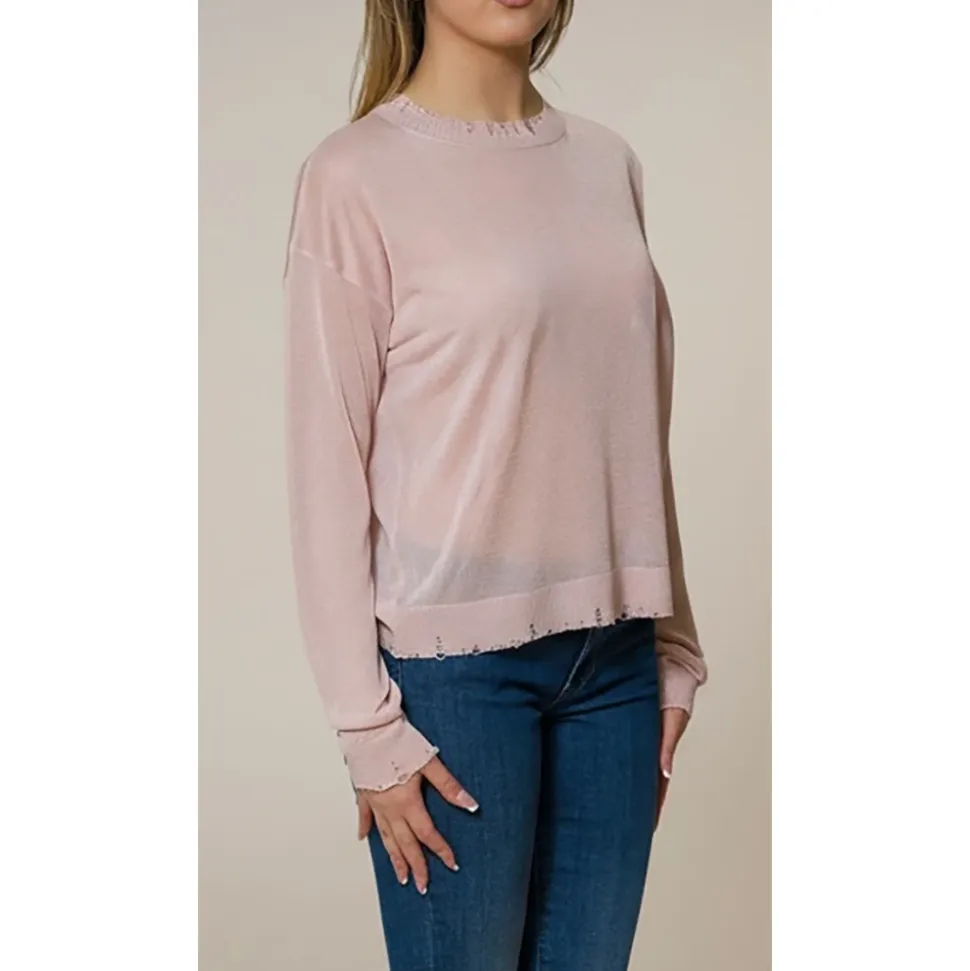 Maglia girocollo manica lunga damage lurex