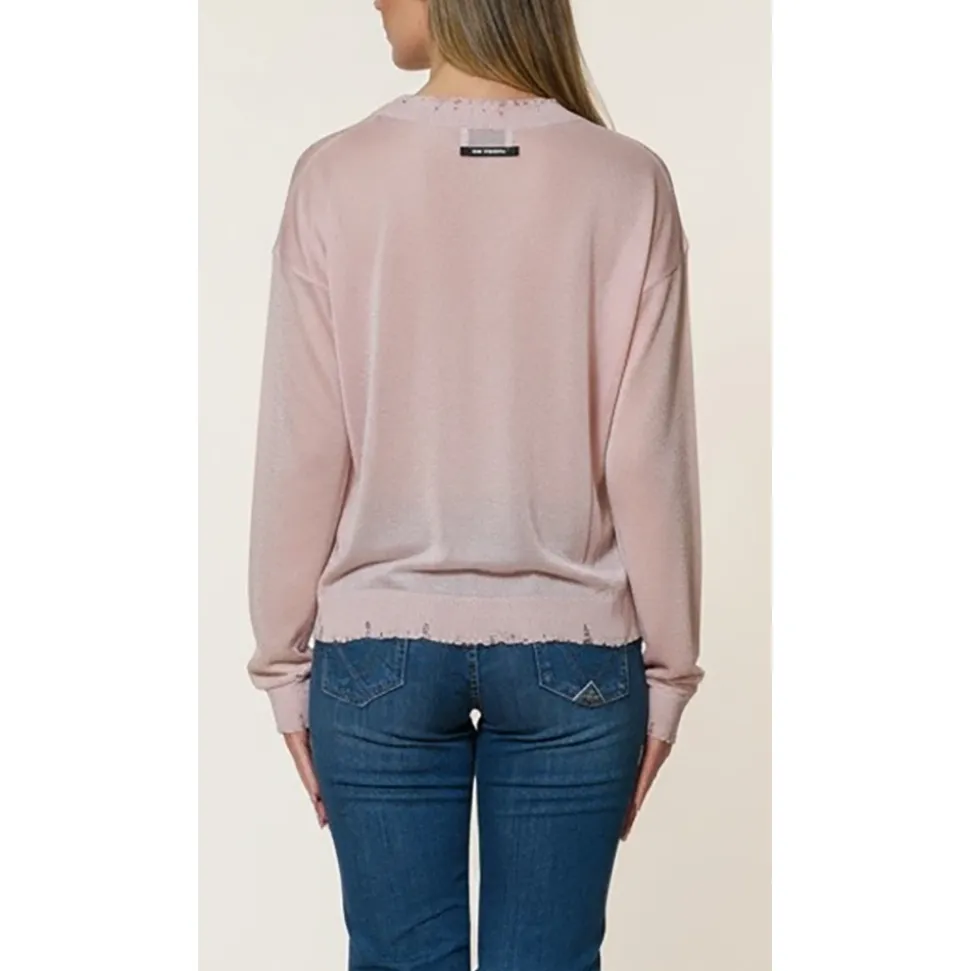 Maglia girocollo manica lunga damage lurex