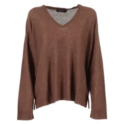 Maglia scollo V manica 3/4 in lana con paillettes
