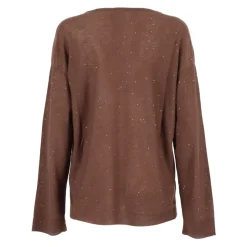 Maglia scollo V manica 3/4 in lana con paillettes