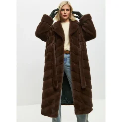 Oversized Faux Fur Coat - Brown
