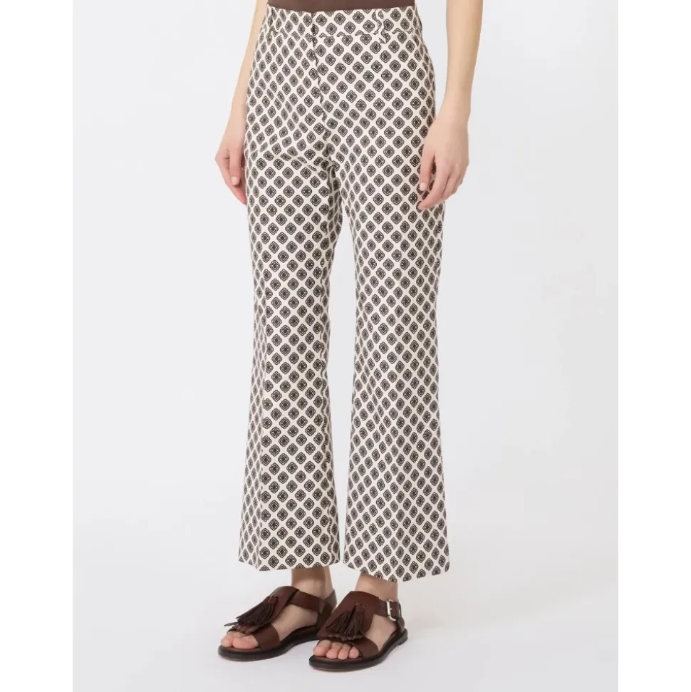 Pantalone in stuoia di cotone stretch stampato