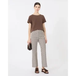 Pantalone in stuoia di cotone stretch stampato