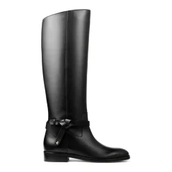 Płaskie Czarne Buty Skórzane