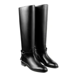 Płaskie Czarne Buty Skórzane