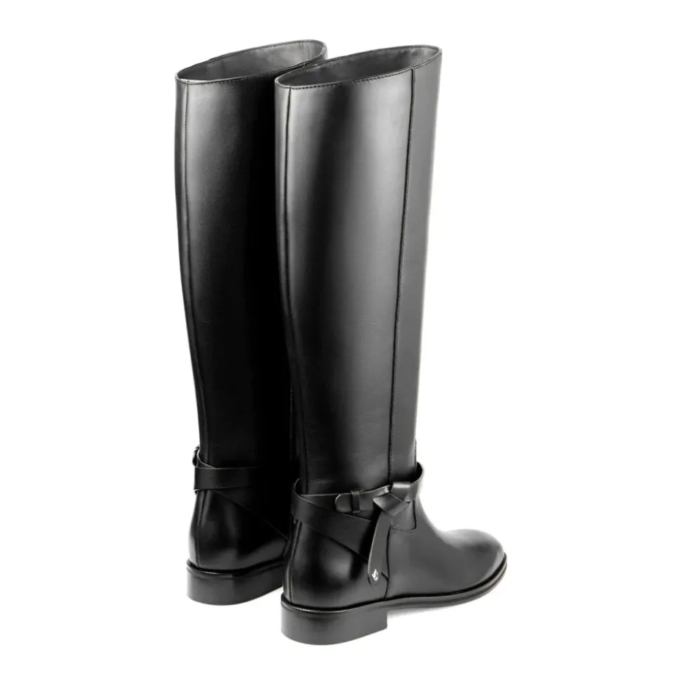 Płaskie Czarne Buty Skórzane