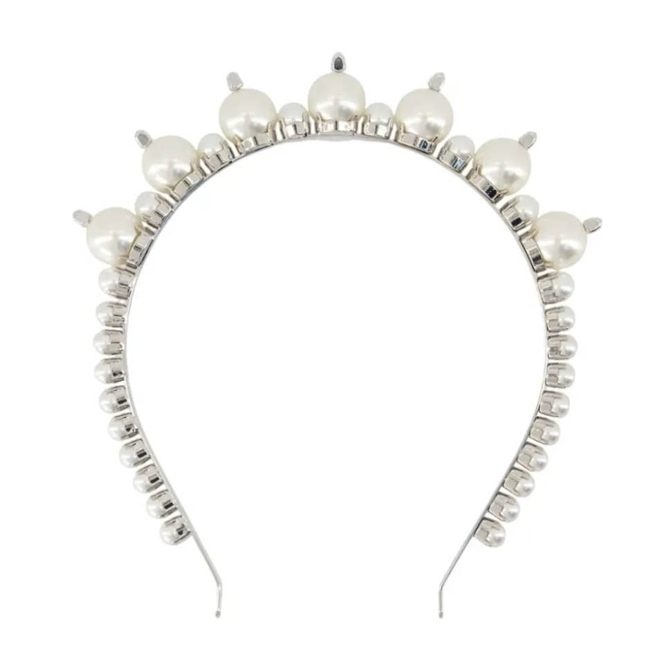 Perłowe Spinki do Włosów Tiara - Białe