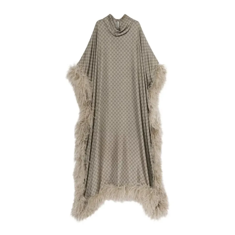 Printed Silk Twill Long Dress