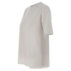 Prążkowany T-shirt z okrągłym dekoltem i transparentnym tyłem