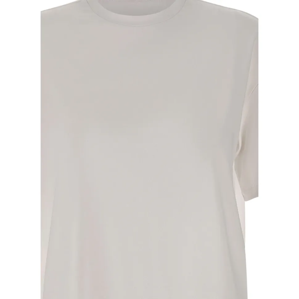Prążkowany T-shirt z okrągłym dekoltem i transparentnym tyłem