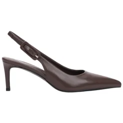 Skórzane Czółenka Slingback ze Szpilką