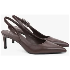 Skórzane Czółenka Slingback ze Szpilką