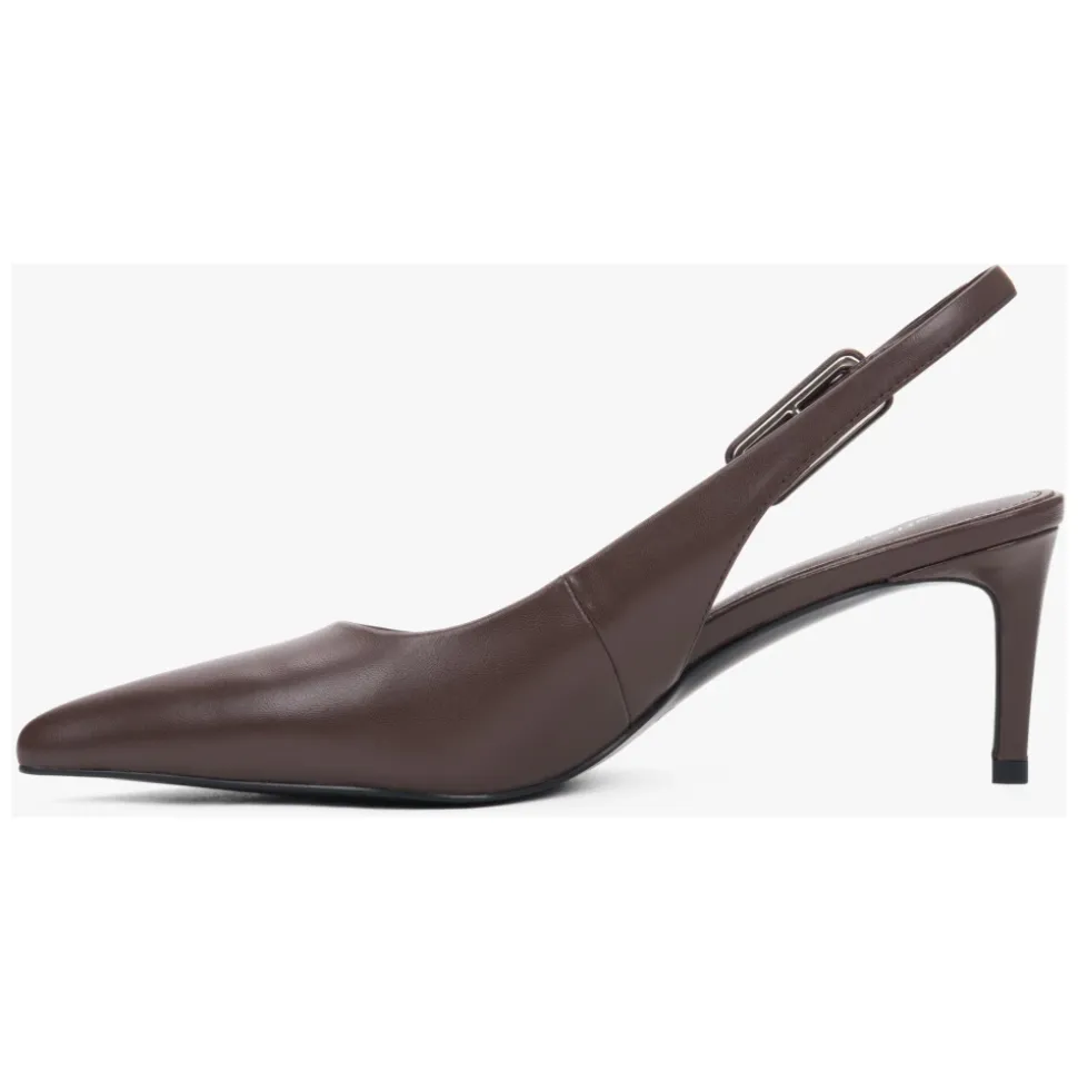 Skórzane Czółenka Slingback ze Szpilką