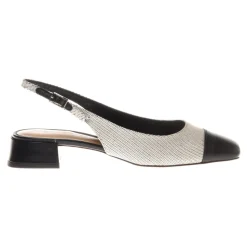Slingback in nappa leather and canvas off white