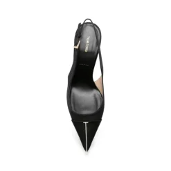 Slingback z satyny i kryształków