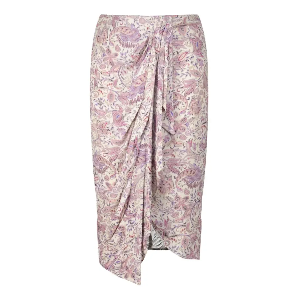 Spódnica Midi z Kopertowym Drapowaniem w Paisley