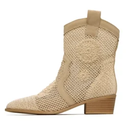 Suede Cowboy Boots - Beige