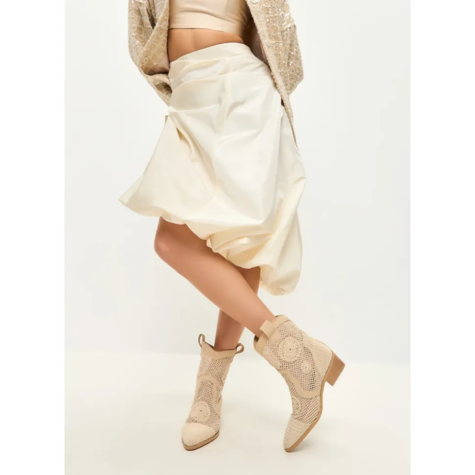 Suede Cowboy Boots - Beige