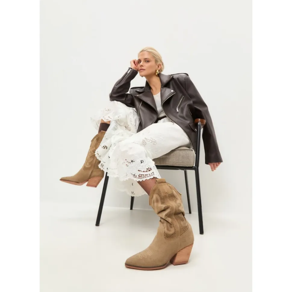 Suede Cowboy Boots Mariana - Brown