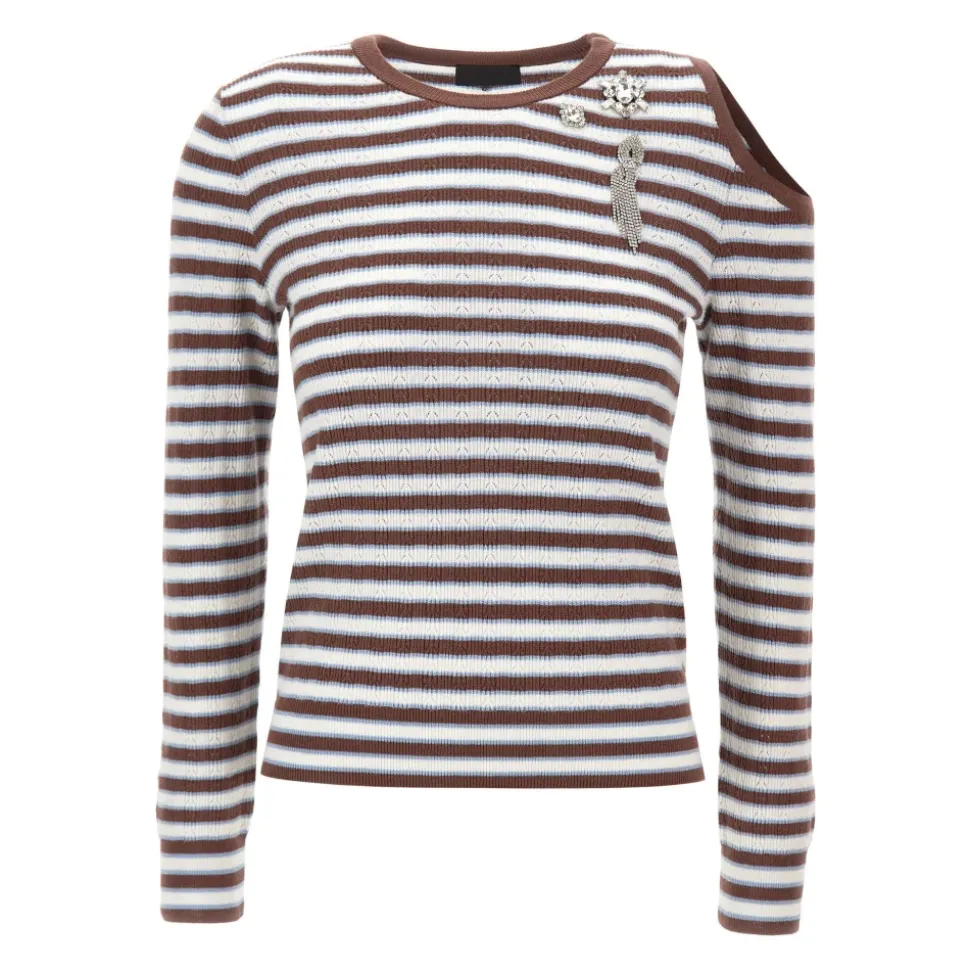 Sweter w paski z wycięciem