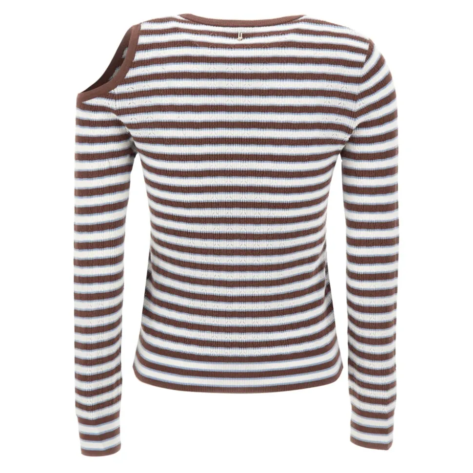 Sweter w paski z wycięciem