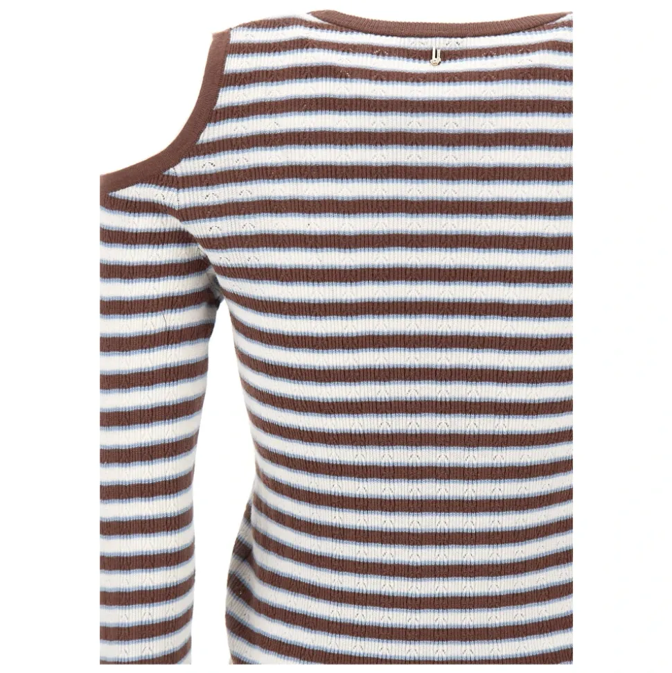 Sweter w paski z wycięciem