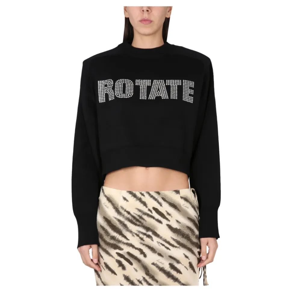 Sweter z dzianiny z logo z cyrkonii