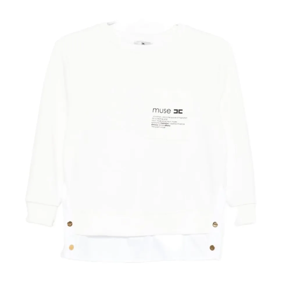 Sweter z graficznym nadrukiem i dekoracyjnymi guzikami
