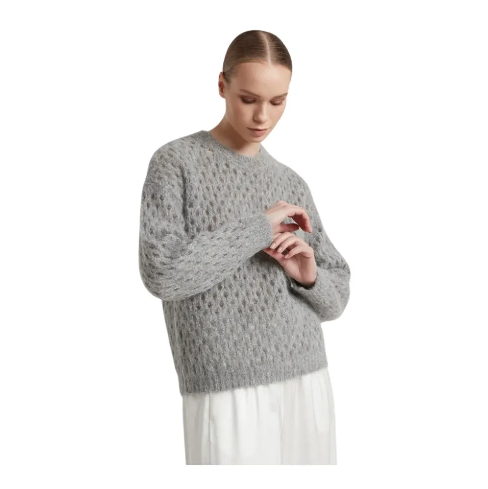 Sweter z siateczki z alpaki i wełny merino