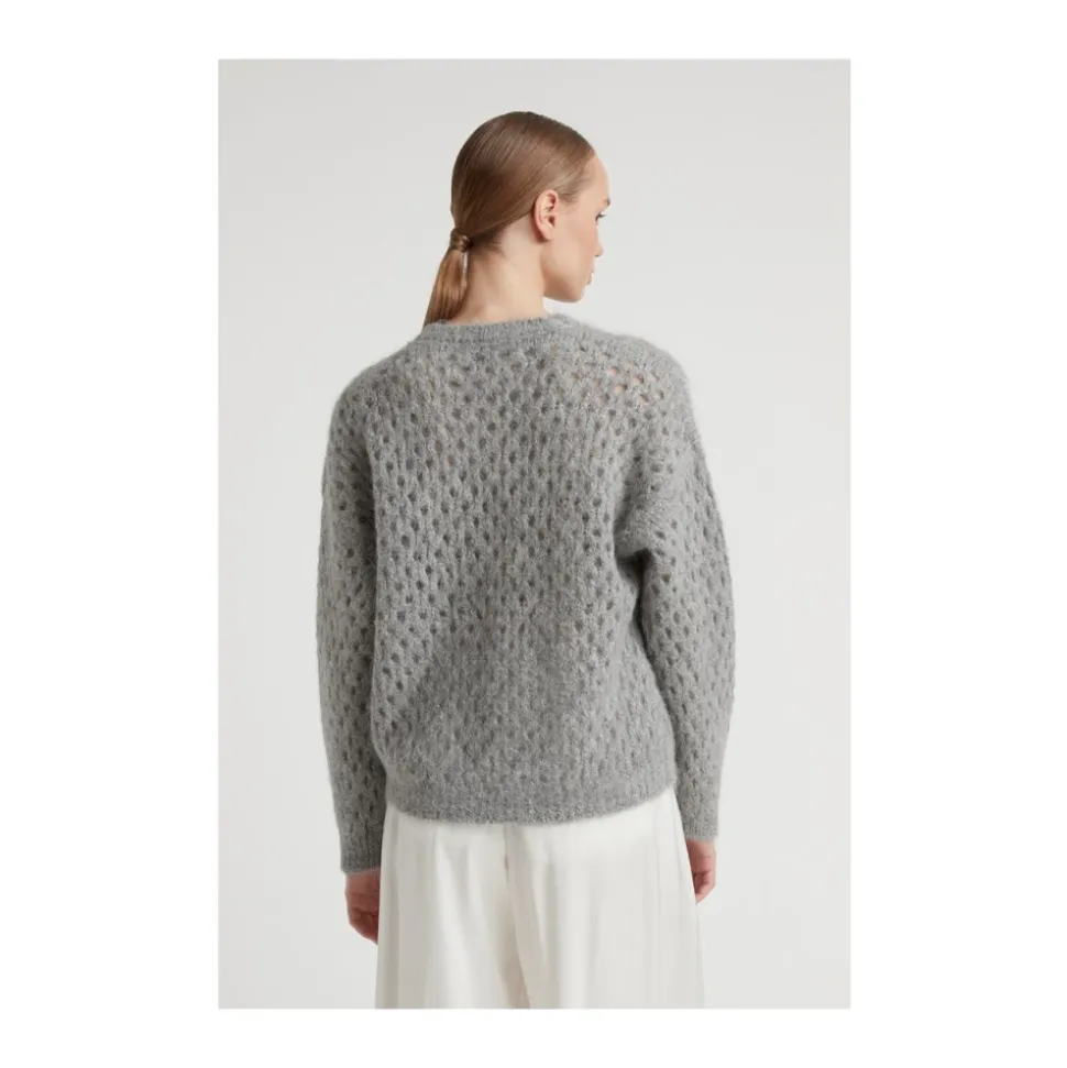Sweter z siateczki z alpaki i wełny merino