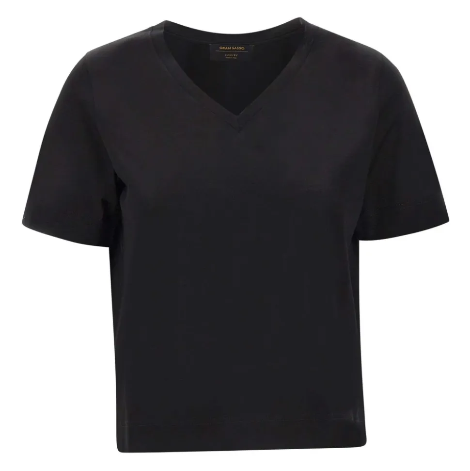 Szeroki T-shirt z dekoltem V
