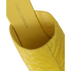 Żółte Skórzane Drewniane Klinowe Chodaki