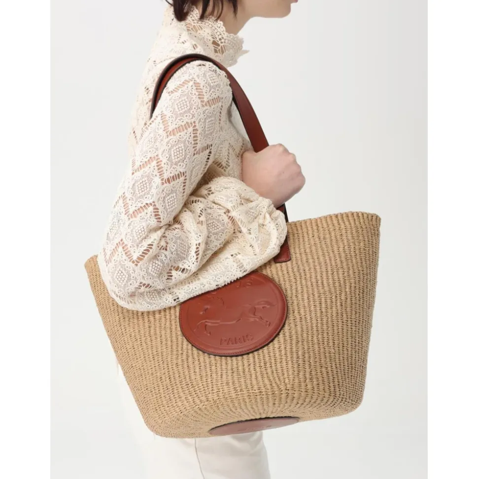 Torba Torebka Raffia Skóra