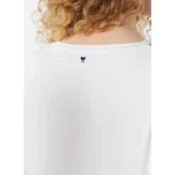 T-shirt z drukowanego jedwabiu i dżerseju z bawełną stretch