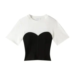 T-shirt z Dzianinowym Biustonoszem