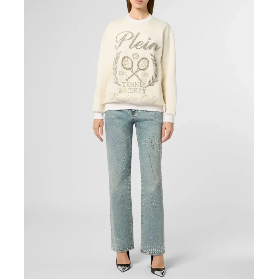 Washed Sweatshirt Tennis Society Strass