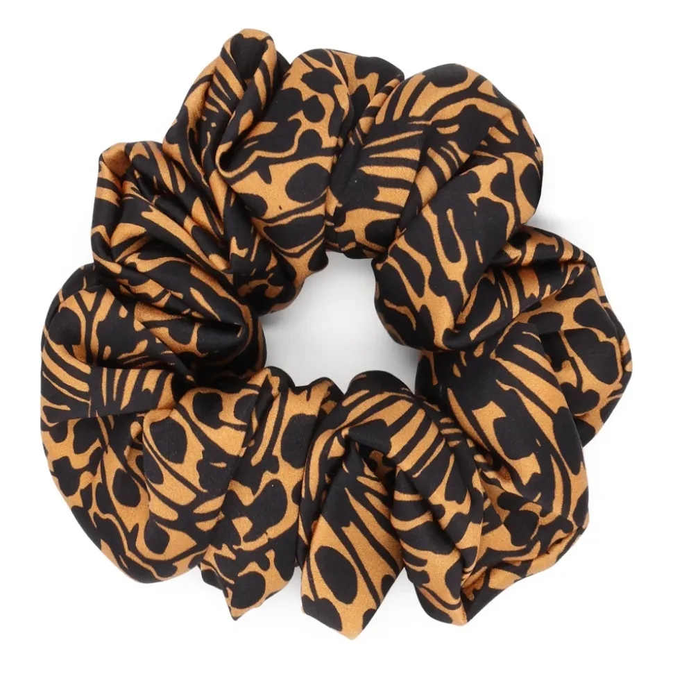 Wzorzysty brązowy i czarny gumka do włosów scrunchie