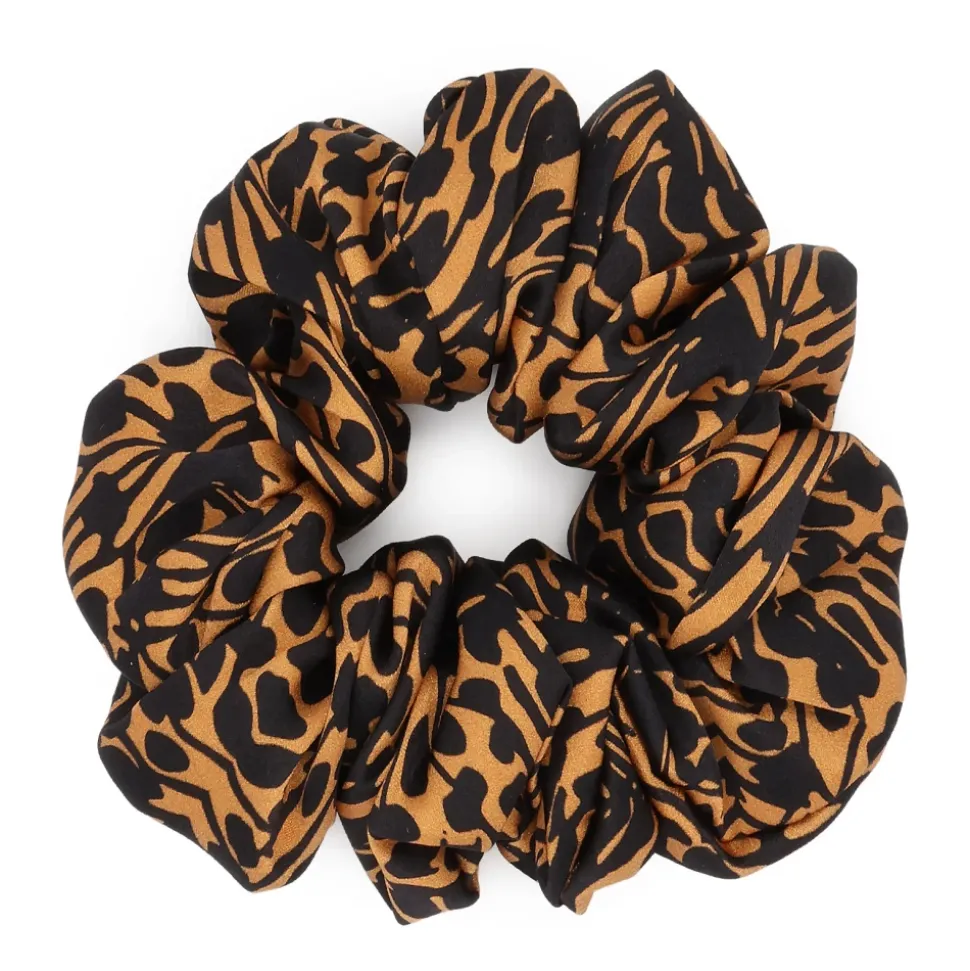Wzorzysty brązowy i czarny gumka do włosów scrunchie