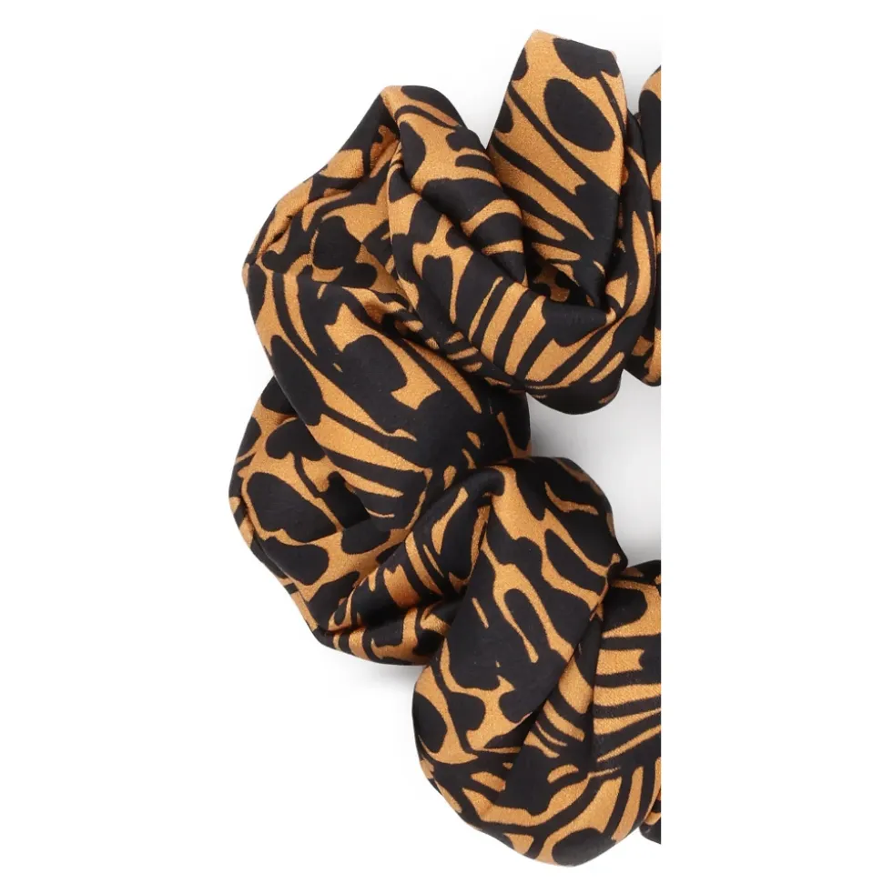 Wzorzysty brązowy i czarny gumka do włosów scrunchie
